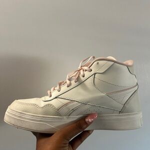 Reebok Women's Cream and Pink High-Top Sneakers